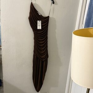 Zara Chocolate One-Shoulder Dress